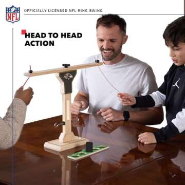 Wild Sports NFL Baltimore Ravens Wooden Ring Swing Battle - Head-to-Head Ring Toss Hook & Ring Game for NFL Fans
