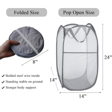 Sturdy Portable Mesh Laundry Basket for Home Travel