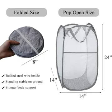 Sturdy Portable Mesh Laundry Basket for Home Travel