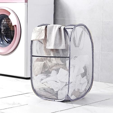 Sturdy Portable Mesh Laundry Basket for Home Travel
