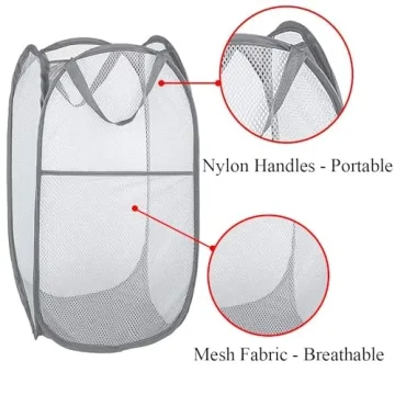 Sturdy Portable Mesh Laundry Basket for Home Travel