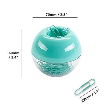 100pcs 28mm Mint Green Paper Clips Medium in Mint Paper Clips Dispensers Holder Paperclips Storage Case for Desk Organizer Accessories (Mint Green)