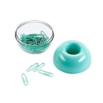 100pcs 28mm Mint Green Paper Clips Medium in Mint Paper Clips Dispensers Holder Paperclips Storage Case for Desk Organizer Accessories (Mint Green)