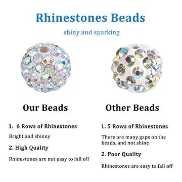 PH PandaHall 100pcs 10mm Black Rhinestones Beads Pave Disco Ball Clay Beads, Polymer Clay Rhinestone Beads Round Crystal Beads for Bracelet Necklace Earring Jewelry Making Christmas Decor