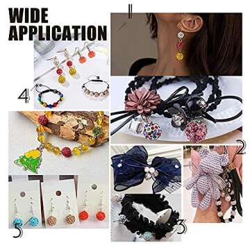 PH PandaHall 100pcs 10mm Black Rhinestones Beads Pave Disco Ball Clay Beads, Polymer Clay Rhinestone Beads Round Crystal Beads for Bracelet Necklace Earring Jewelry Making Christmas Decor