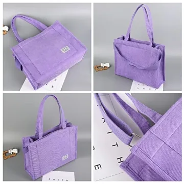 Vintage Casual Corduroy Tote Bag for Stylish Women