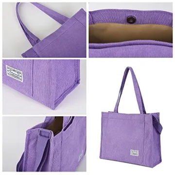 Vintage Casual Corduroy Tote Bag for Stylish Women