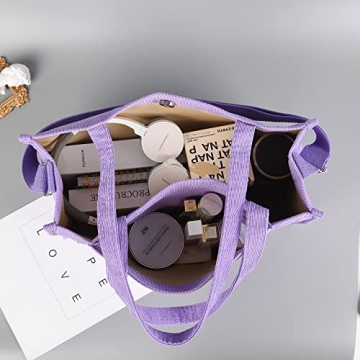 Vintage Casual Corduroy Tote Bag for Stylish Women