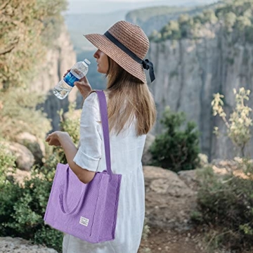 Vintage Casual Corduroy Tote Bag for Stylish Women