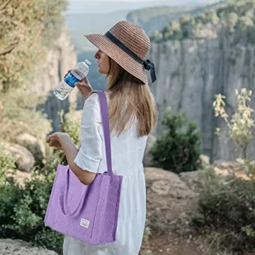 Vintage Casual Corduroy Tote Bag for Stylish Women