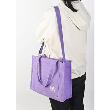 Vintage Casual Corduroy Tote Bag for Stylish Women
