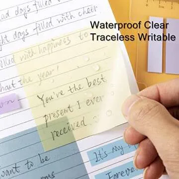 500 Sheets Transparent Sticky Notes 3 x 3 in Clear Sticky Notes Tabs Index Tab with Ruler Waterproof Translucent Memo Pad for Reading Studying Office School