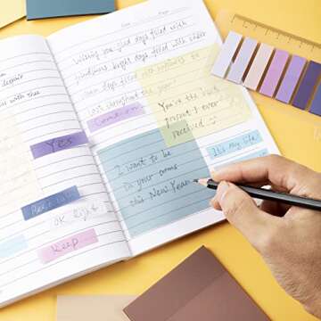 500 Sheets Transparent Sticky Notes 3 x 3 in Clear Sticky Notes Tabs Index Tab with Ruler Waterproof Translucent Memo Pad for Reading Studying Office School