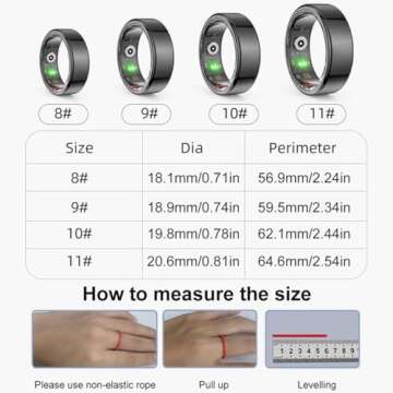 CNBRO Smart Rings for Men Women Fitness Rings Heart Rate Monitor Sleep Tracker Health Ring Pedometer Calories Step Counter Waterproof Fitness Tracker for iOS Android Phones