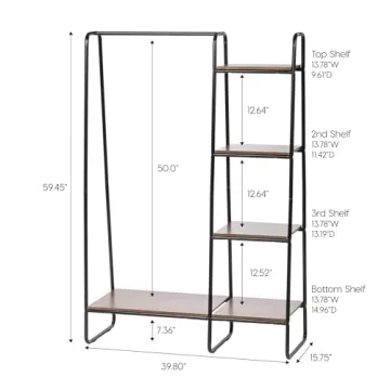 Stylish IRIS USA Clothes Rack with Wood Shelves for Small Spaces