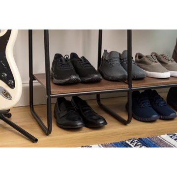 Stylish IRIS USA Clothes Rack with Wood Shelves for Small Spaces