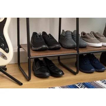 Stylish IRIS USA Clothes Rack with Wood Shelves for Small Spaces