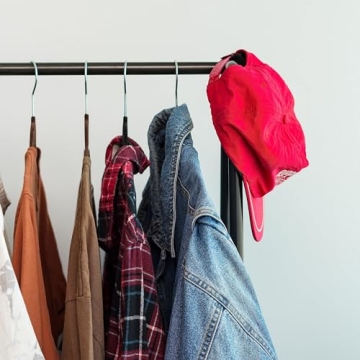 Stylish IRIS USA Clothes Rack with Wood Shelves for Small Spaces