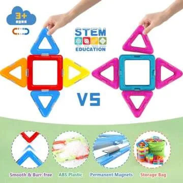 Coodoo Magnetic Tiles with 2 Cars Magnetic Toys for 3 4 5 6 7 8+ Year Old Boys Girls, Magnetic Blocks Building Set for Toddlers STEM Creativity Educational Toys for Kids Age 3-6