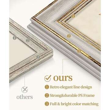 Afuly 4x6 Picture Frames Vintage Antique Photo Frame Gold White for Tabletop Single Display Wall Han...