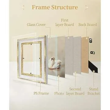 Afuly 4x6 Picture Frames Vintage Antique Photo Frame Gold White for Tabletop Single Display Wall Hanging Tabletop Distressed Wedding Birthday Gifts for Grandma Friends Family