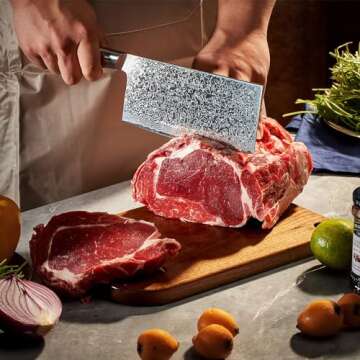 SENKEN 7-Piece Damascus Kitchen Knife Set for Chefs