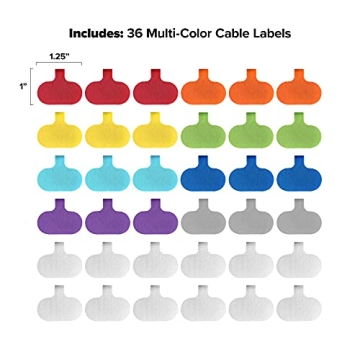 Multi-Color Cable Labels 36 Pack Organize Cords Easily