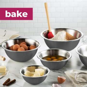 FineDine Stainless Steel Mixing Bowls - Versatile Kitchen Essential