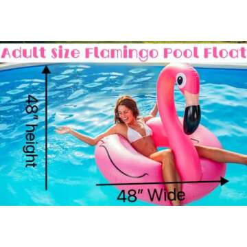 GiftExpress 48" Inflatable Flamingo Pool Float, Swim Party Toys, Fun Beach Floaties, Summer Pool Lilo Lounger for Adults & Kids, Pool Party Favor 1 Pack