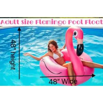GiftExpress 48" Inflatable Flamingo Pool Float, Swim Party Toys, Fun Beach Floaties, Summer Pool Lilo Lounger for Adults & Kids, Pool Party Favor 1 Pack