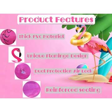 GiftExpress 48" Inflatable Flamingo Pool Float, Swim Party Toys, Fun Beach Floaties, Summer Pool Lilo Lounger for Adults & Kids, Pool Party Favor 1 Pack