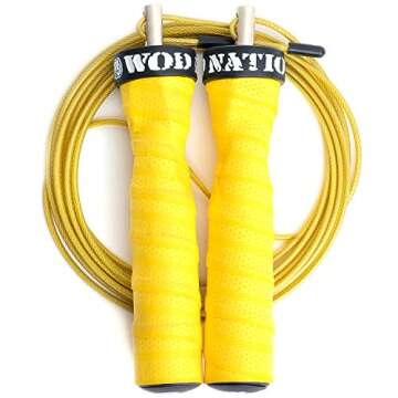 WOD Nation Attack Speed Jump Rope : Adjustable Jumping Ropes : Unique Two Cable Skipping Workout System : One Thick and One Light 11 Foot Cable : Fits Men and Women