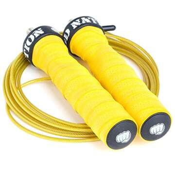 WOD Nation Attack Speed Jump Rope : Adjustable Jumping Ropes : Unique Two Cable Skipping Workout System : One Thick and One Light 11 Foot Cable : Fits Men and Women