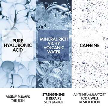 Vichy Mineral 89 Eye Serum, Hyaluronic Acid and Caffeine Cream, Under Eye Cream For Dark Circles, Hydrating & Puffiness Reducer, Opthalmologist Tested