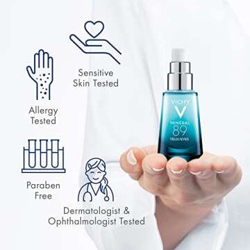 Vichy Mineral 89 Eye Serum, Hyaluronic Acid and Caffeine Cream, Under Eye Cream For Dark Circles, Hydrating & Puffiness Reducer, Opthalmologist Tested