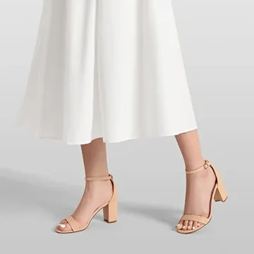 DREAM PAIRS Women's Chunk Low Heel Pump Sandals for Comfort