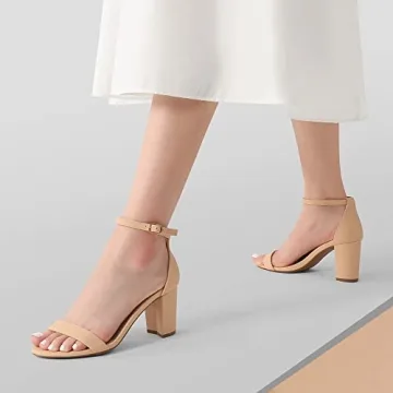 DREAM PAIRS Women's Chunk Low Heel Pump Sandals for Comfort