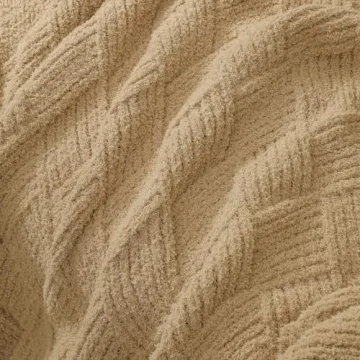 bearberry Super Soft Rhombic Throw Blanket 3D Jacquard Lightweight Cozy Warm Throw Blankets for Couch Bed Sofa All Season (Camel, 50”x60”)