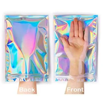 Trunple Smell Proof Bags & Resealable Foil Pouch Mylar Sample Bag Great for Party Favor Food Storage (Holographic Color) (50pcs-6x9 inch)