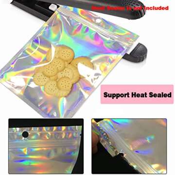 Trunple Smell Proof Bags & Resealable Foil Pouch Mylar Sample Bag Great for Party Favor Food Storage (Holographic Color) (50pcs-6x9 inch)