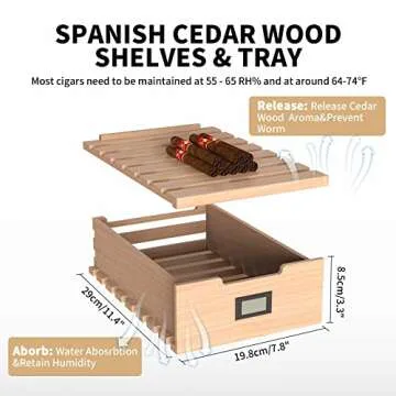 NEEDONE Electric Cooler Humidor - 23L, Holds 150 Cigars with Cedar Wood Shelves