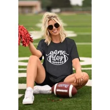 Cute Game Day Football T Shirts for Women Dark Grey