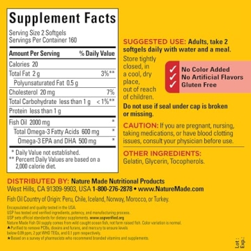 Nature Made Fish Oil 1000 mg Softgels - Heart Health Support