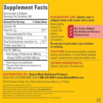 Nature Made Fish Oil 1000 mg Softgels - Heart Health Support