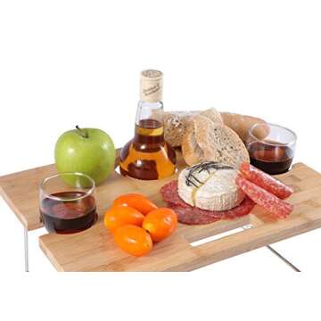 INNO STAGE Portable and Foldable Wine and Snack Table for Picnic Outdoor on The Beach Park or Indoor Bed-2 Positions