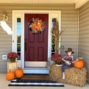 LEVINIS Black and White Doormat Farmhouse- Durable and Washable Cotton Farmhouse Layered Doormats Ou...