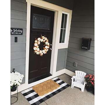 LEVINIS Black and White Doormat Farmhouse- Durable and Washable Cotton Farmhouse Layered Doormats Outdoor Buffalo Plaid Rugs for Porch/Kitchen/Entry Way/Laundry Room/Bathroom 51.2''x23.6''