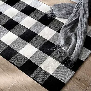 Durable LEVINIS Black and White Doormat for Every Space
