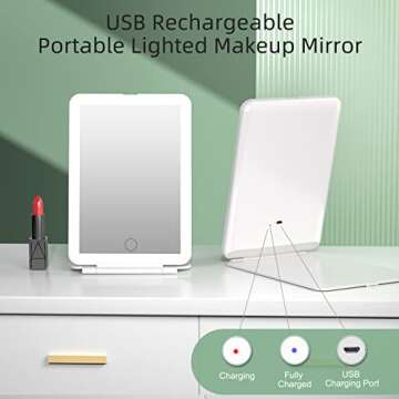 FUNTOUCH Rechargeable Travel Makeup Vanity Mirror with 72 LED Lights, Portable Lighted Beauty Mirror...