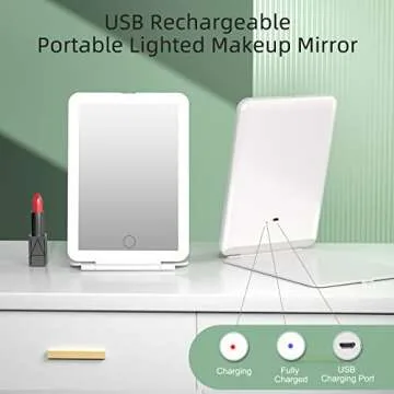 FUNTOUCH Rechargeable Travel Makeup Vanity Mirror with 72 LED Lights, Portable Lighted Beauty Mirror...